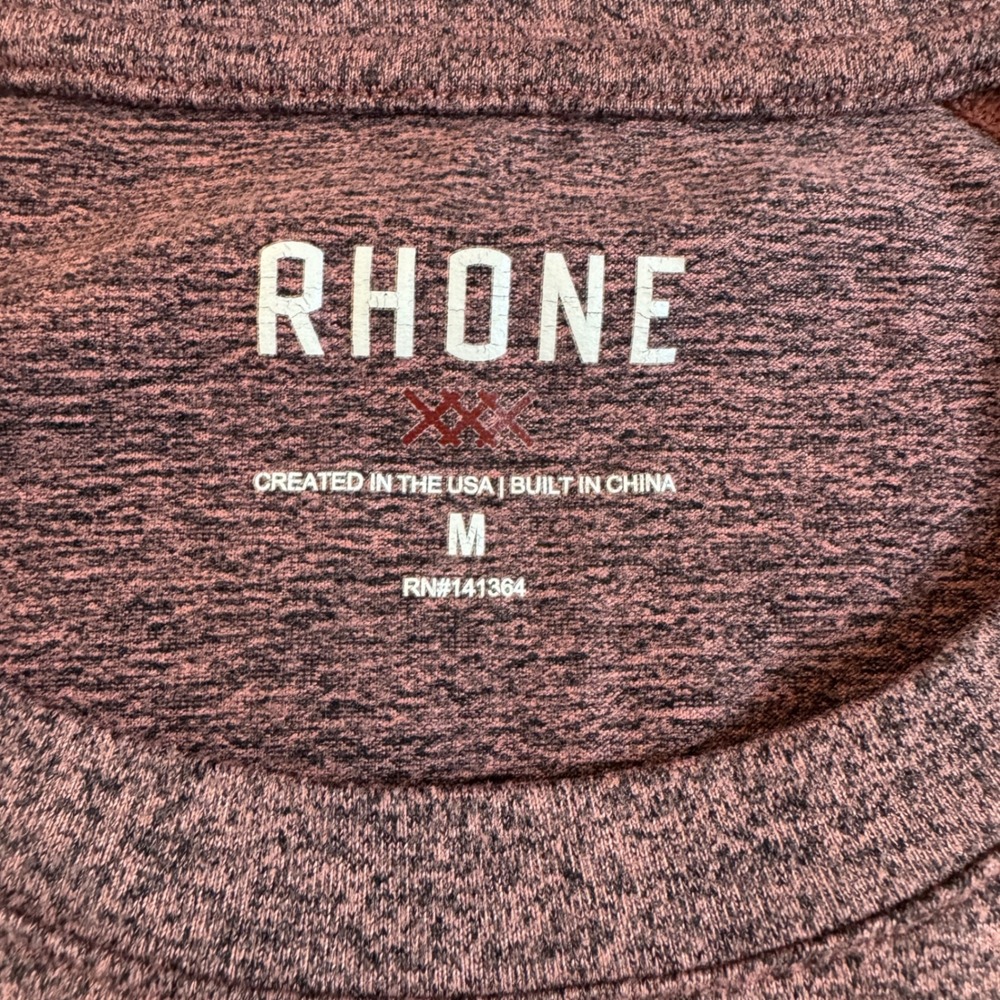 Rhône‎ Heathered Maroon Short Sleeve Performance T-Shirt Men's Size M - Picture 2 of 6